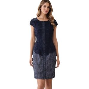 Antonio Melani Birdie Lace Sheath Dress 8 Black Gray Elegant Career Occasion